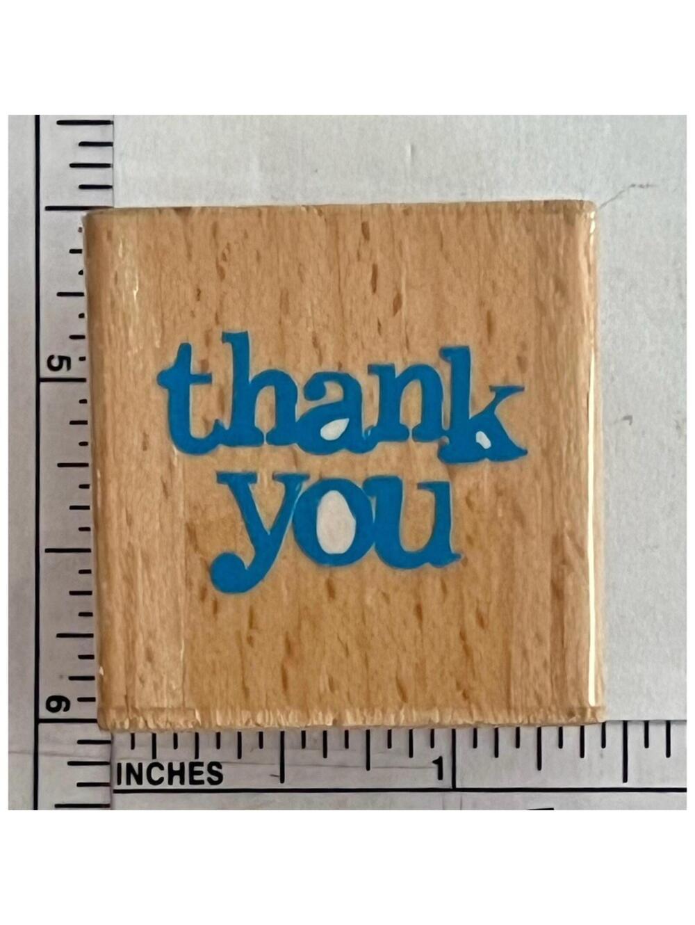 Scrappy Cat Thank You Wood Mounted Rubber Stamp Bold Lettering Craft Size A